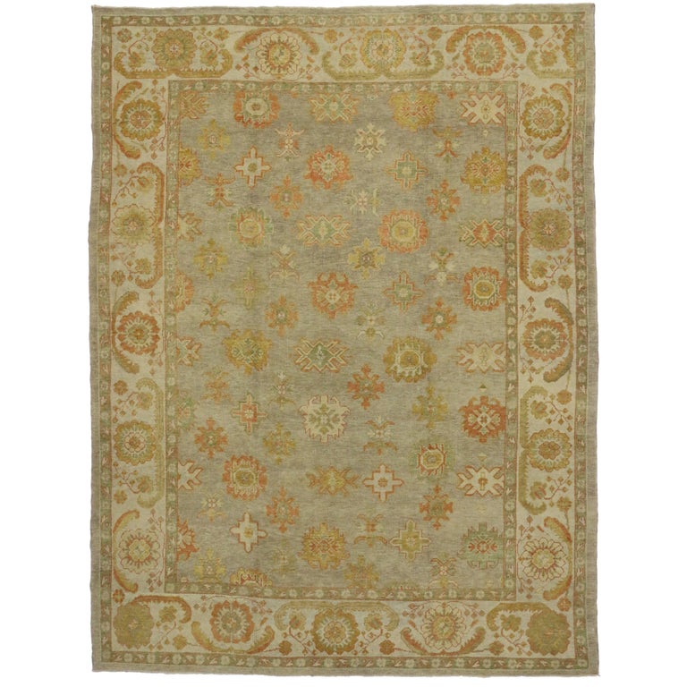 New Contemporary Turkish Oushak Rug with Modern Arts and Crafts Style