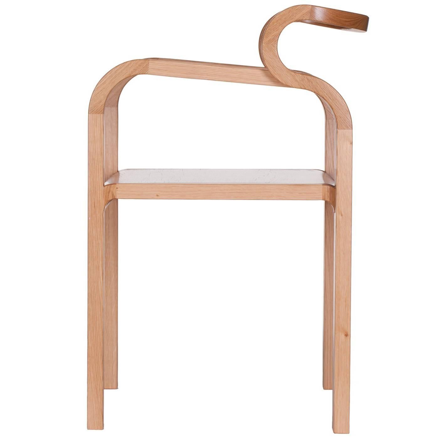 Odette Curvy Dining Chair with Armrests in Solid Oak Wood by Fred&Juul