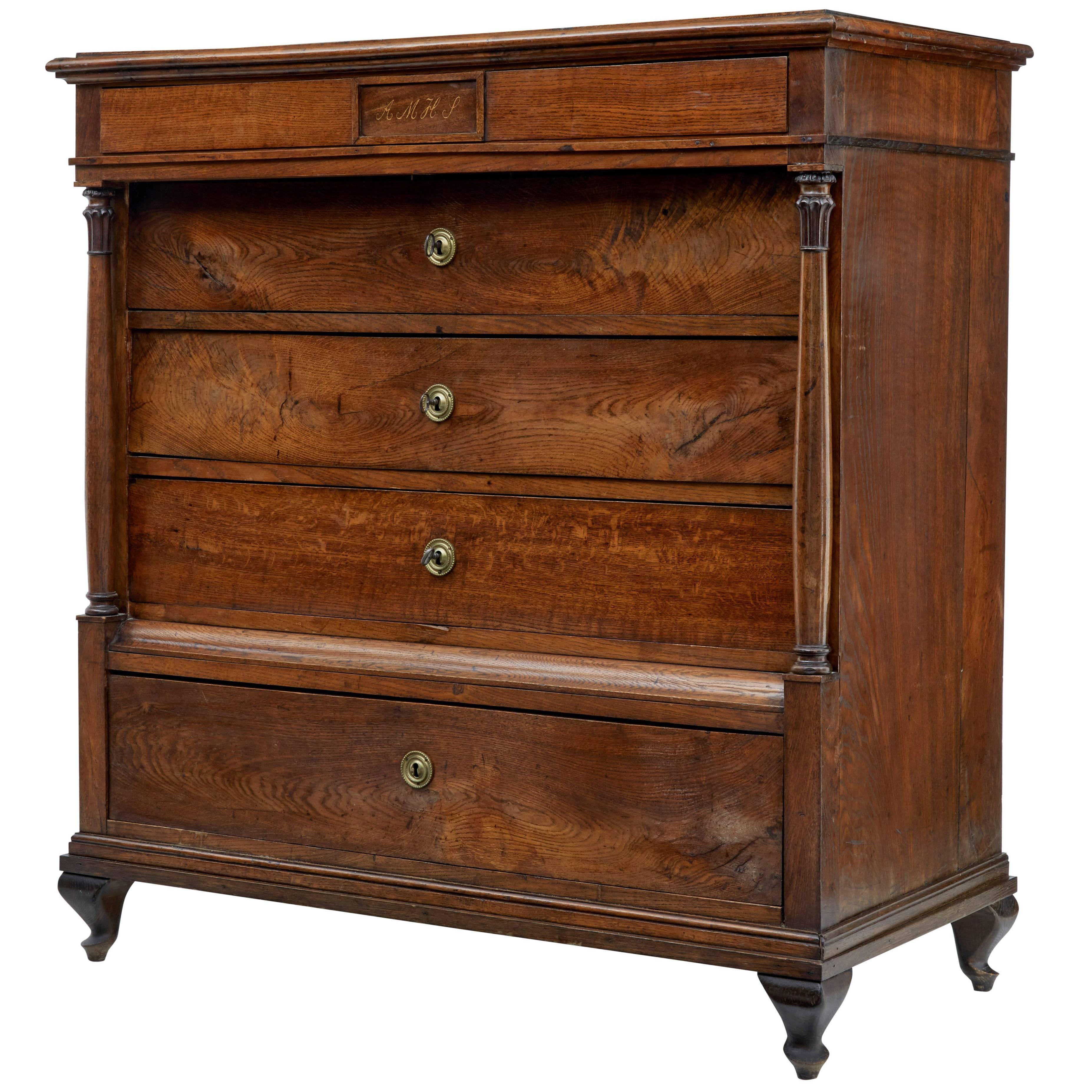 19th Century Danish Oak Tall Chest of Drawers