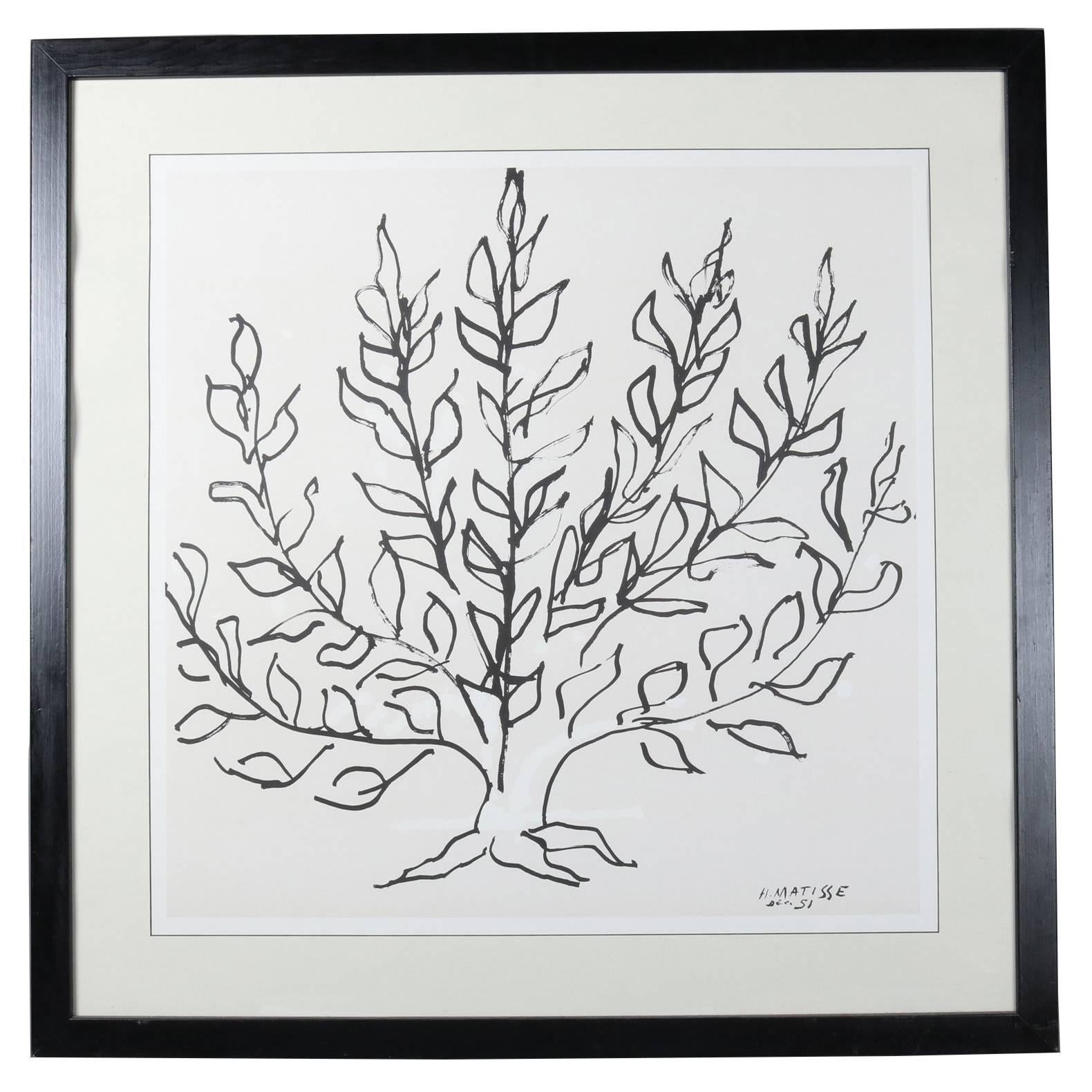 Oversized Mid-Century Modern Classic Print of Henri Matisse's "Le Buisson"