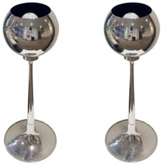 Retro Pair of Chrome Table Lamps with Magnetized Spheres, 1960s