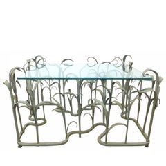 Wrought Iron and Glass "Tall Grass" Coffee Table