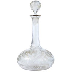 19th Century Victorian Fern Pattern Cut-Glass Wine Decanter