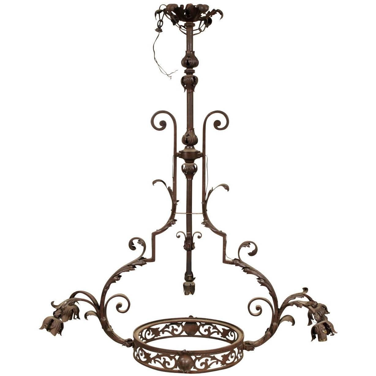 Tall Hand Wrought Iron Chandelier