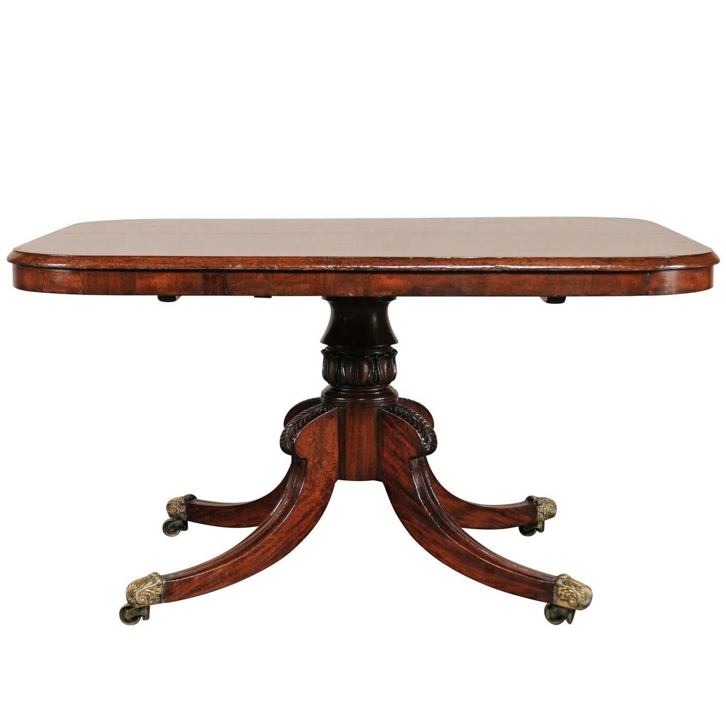 English Regency Mahogany Breakfast Table with Acanthus Leaf Detail, circa 1820