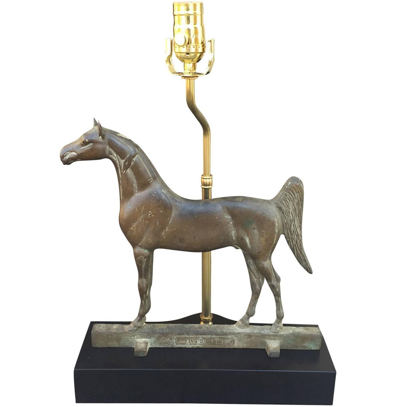 Bronze Horse by Grife-Loft Corp as Lamp on Custom Base, circa 1938
