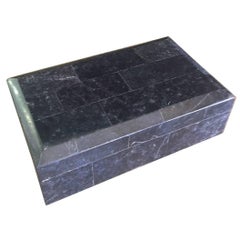 Vintage Tessellated Black Stone Box by Renoir Designs