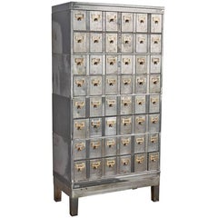 Used Raw Steel 48-Drawer Post Office Cabinet, circa 1920s
