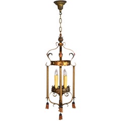 Tall Four Candle Tudor Pendant with Tassels