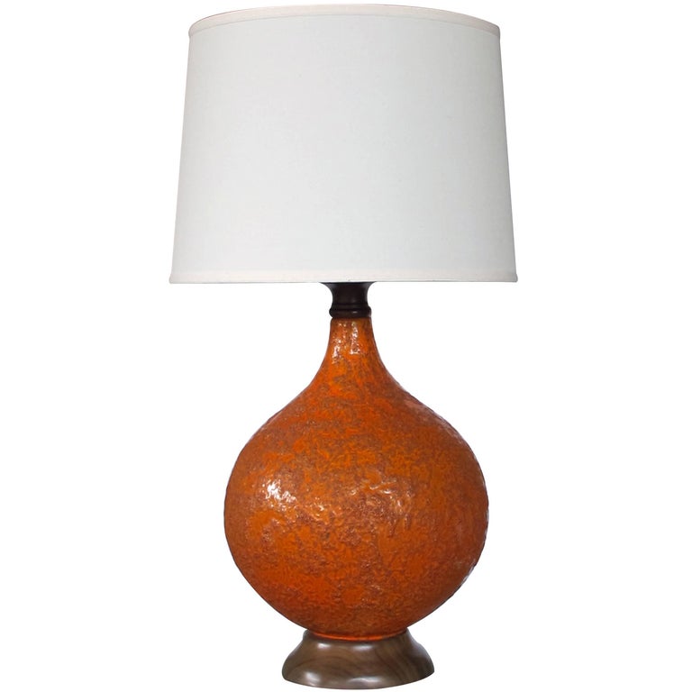 Large And Iconic American 1960s Burnt, Burnt Orange Table Lamps