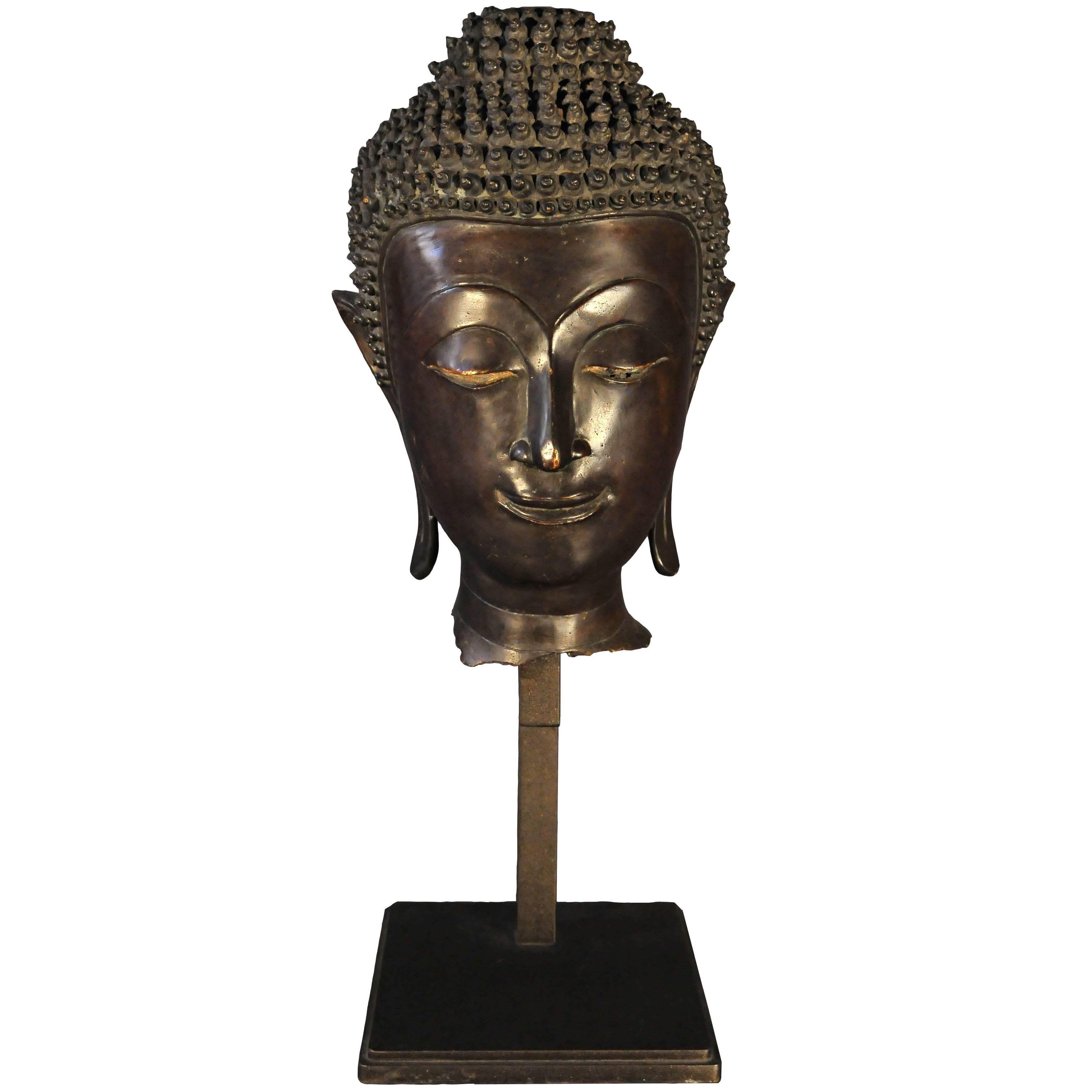 Late 17th Century, Bronze Buddha Head, Ayutthaya Kingdom, Art of Thailand