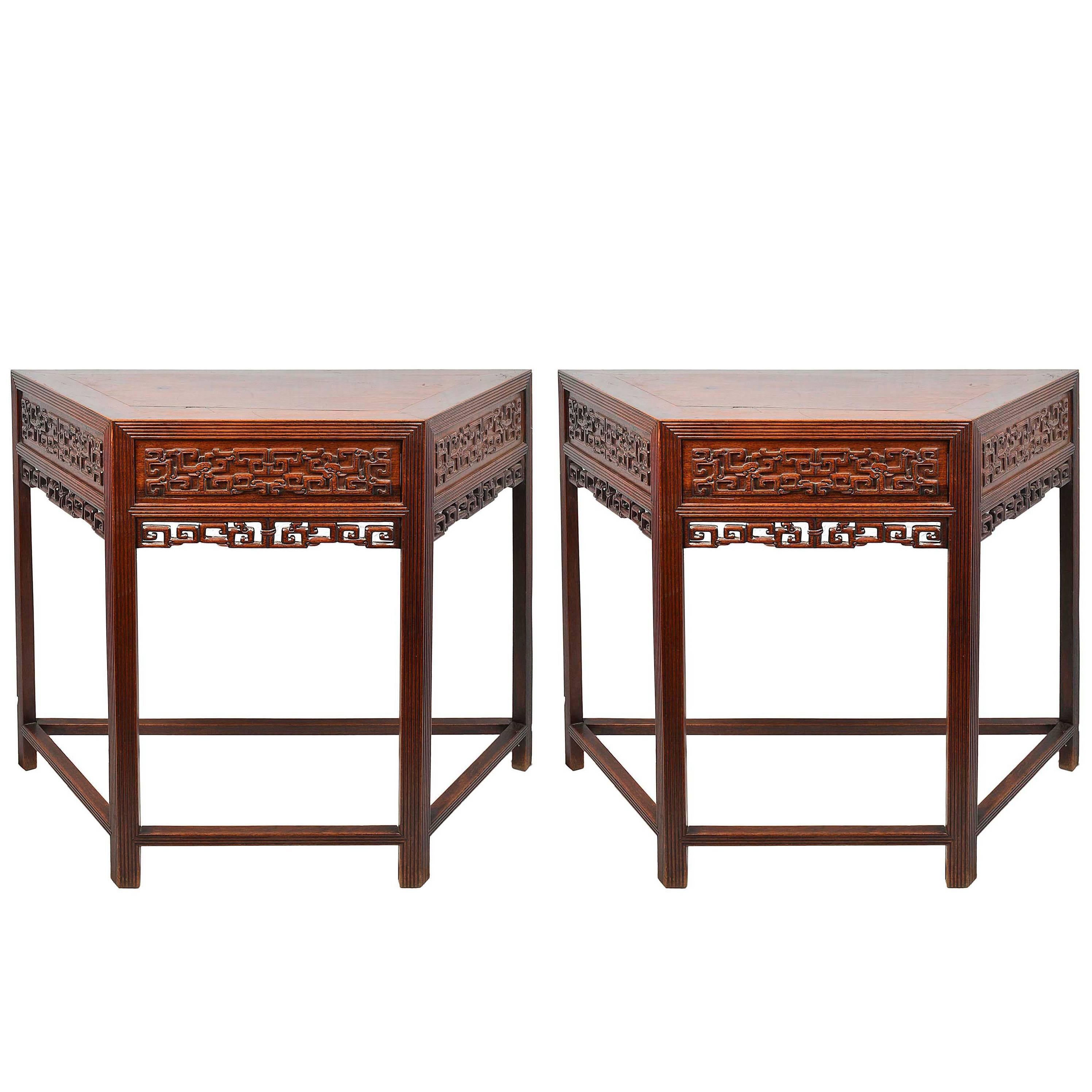 19th Century Pair Chinese Hardwood Console Tables