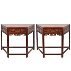19th Century Pair Chinese Hardwood Console Tables