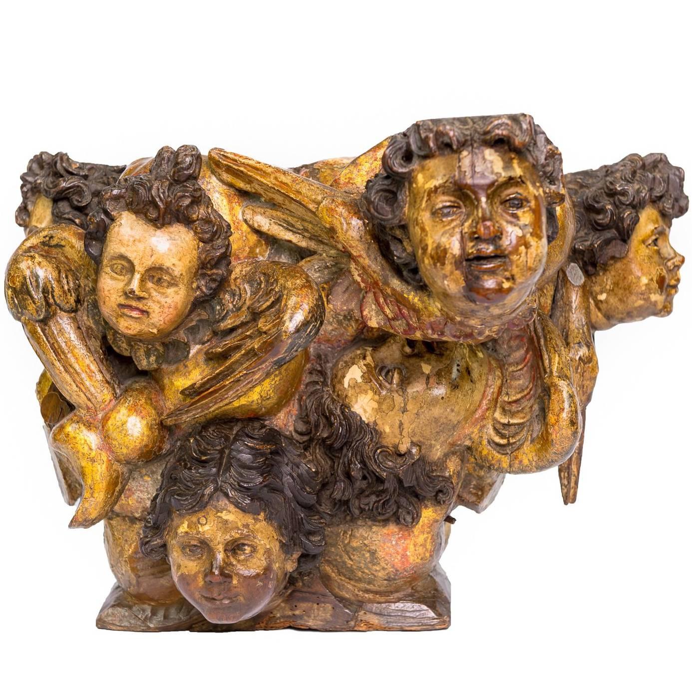 18th Century Putti Peana or Base for Sculpture