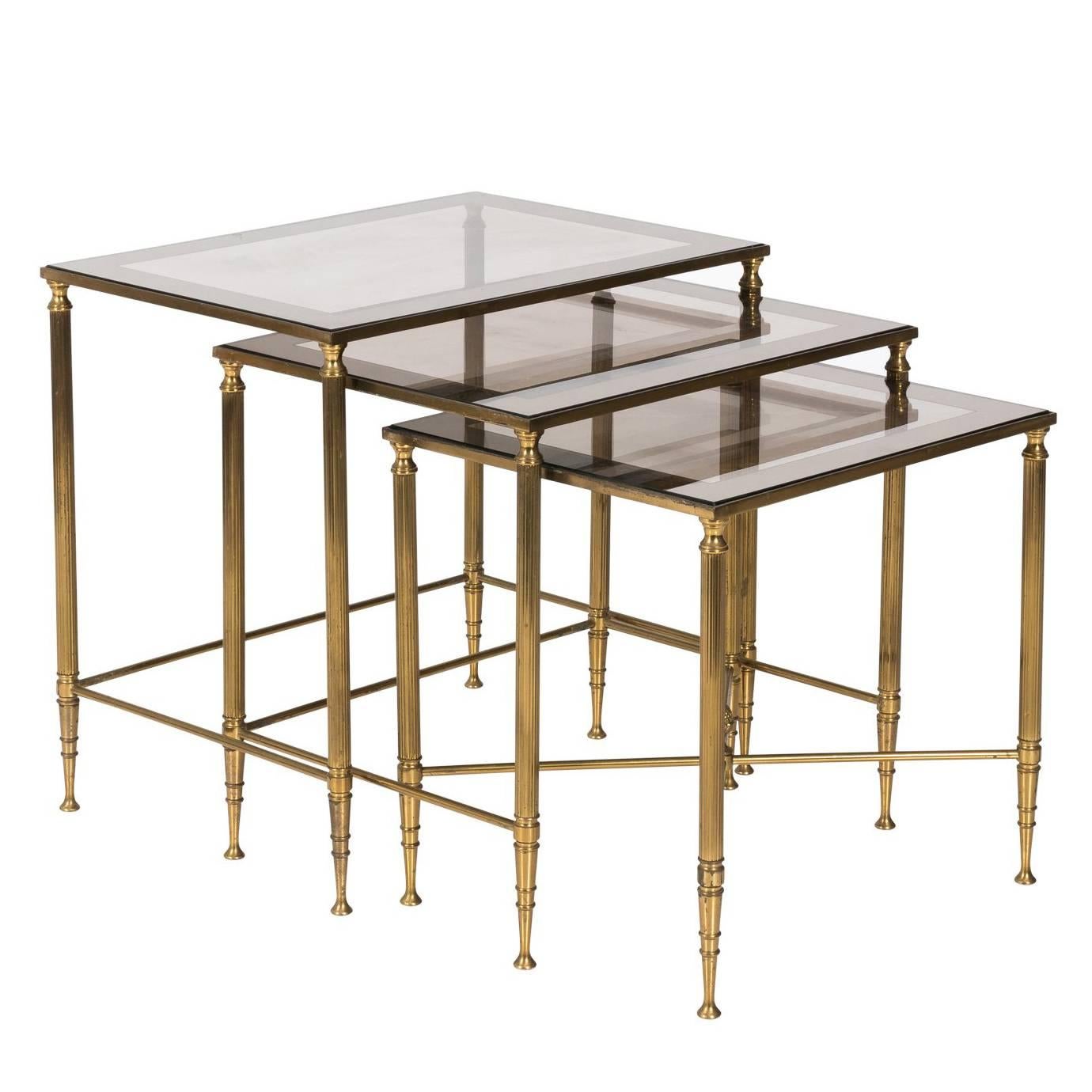 Set of Three Neoclassical Style Nesting Tables, circa 1970s