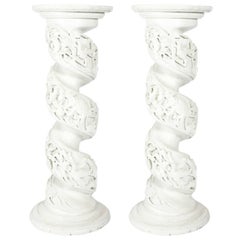 Pair of Carved Wood Pedestals