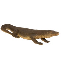 Life-Sized Carved Wooden Lizard