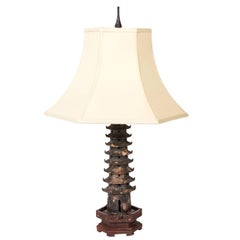 Early 20th Century Carved Stone Pagoda Made into a Lamp