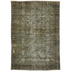 Antiker persischer Mahal-Teppich im traditionellen englischen rustikalen Stil, im Used-Stil