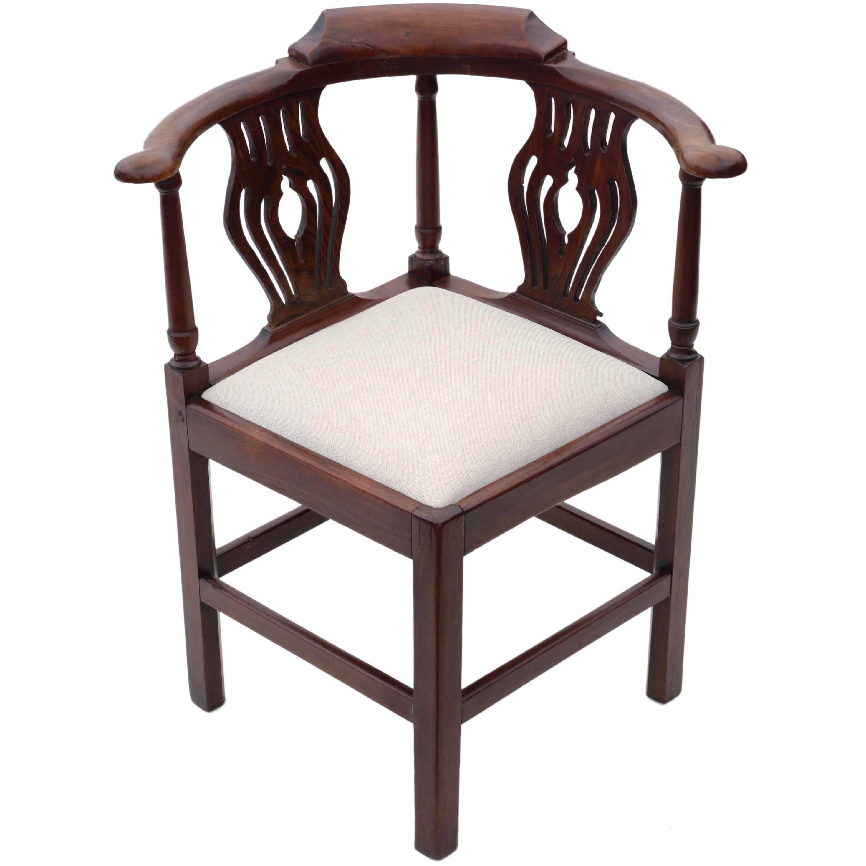 Antique Georgian, circa 1810 Mahogany Office Elbow Desk Tub Chair Corner Carver For Sale