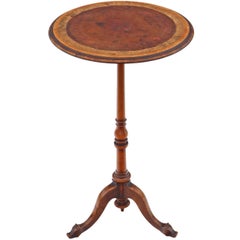 Antique 19th Century Walnut and Leather Wine Table Side