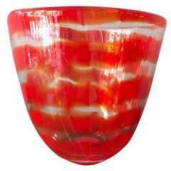 Murano Glass Swirl Red Striped Vase