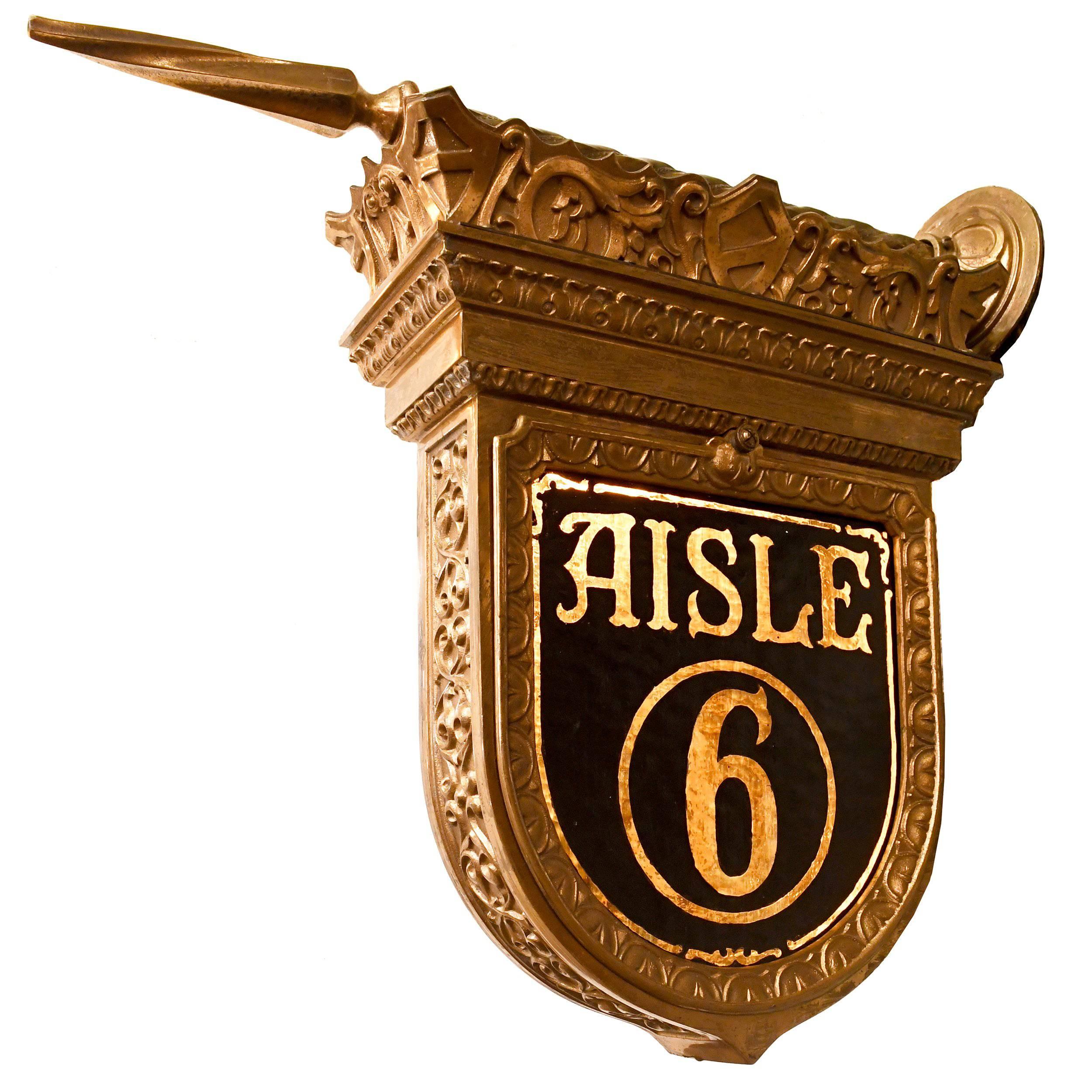 Cast Bronze Double Sided 'Aisle 6' Theatre Sign