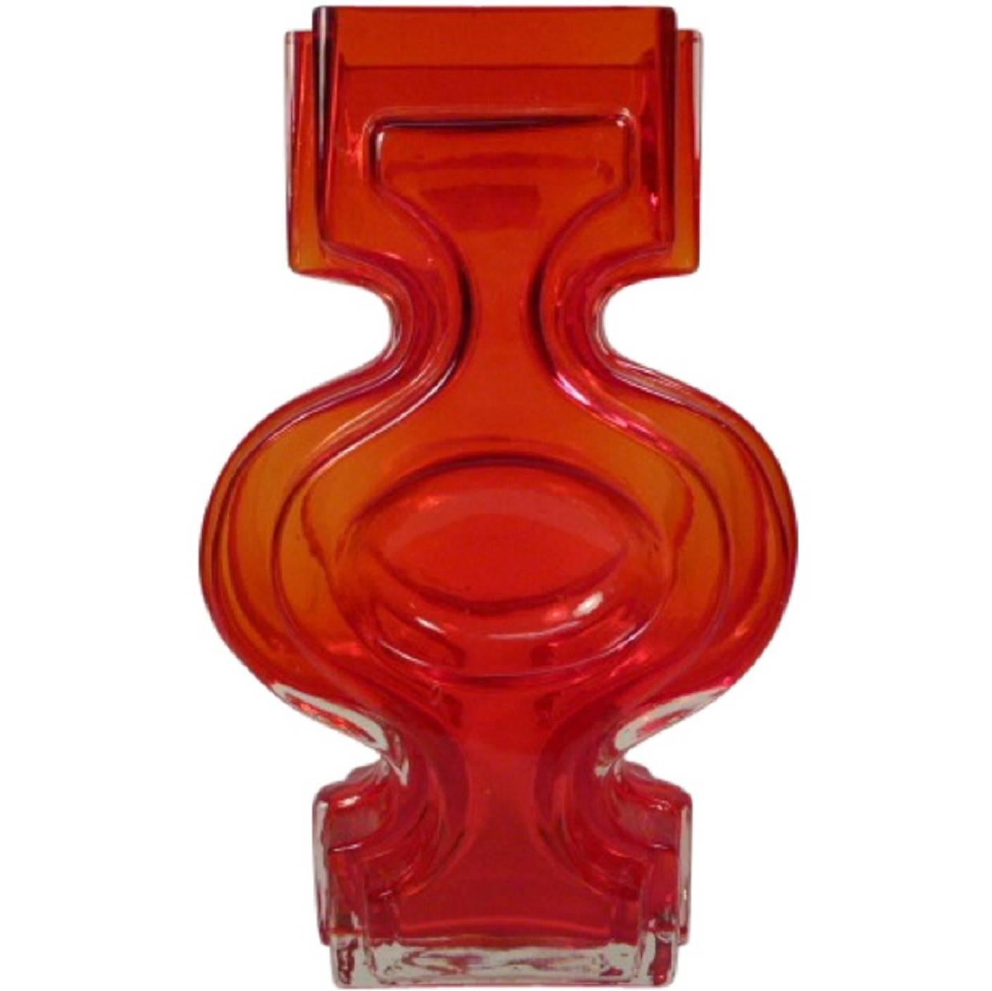 Red Space Age Murano Glass Vase, 1970s For Sale