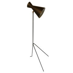 Midcentury Grasshopper Floor Lamp with Adjustable Shade