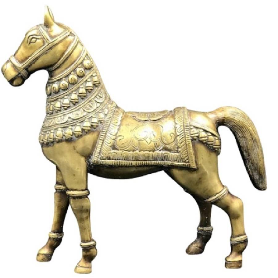 Antique Brass Horse Sculpture For Sale