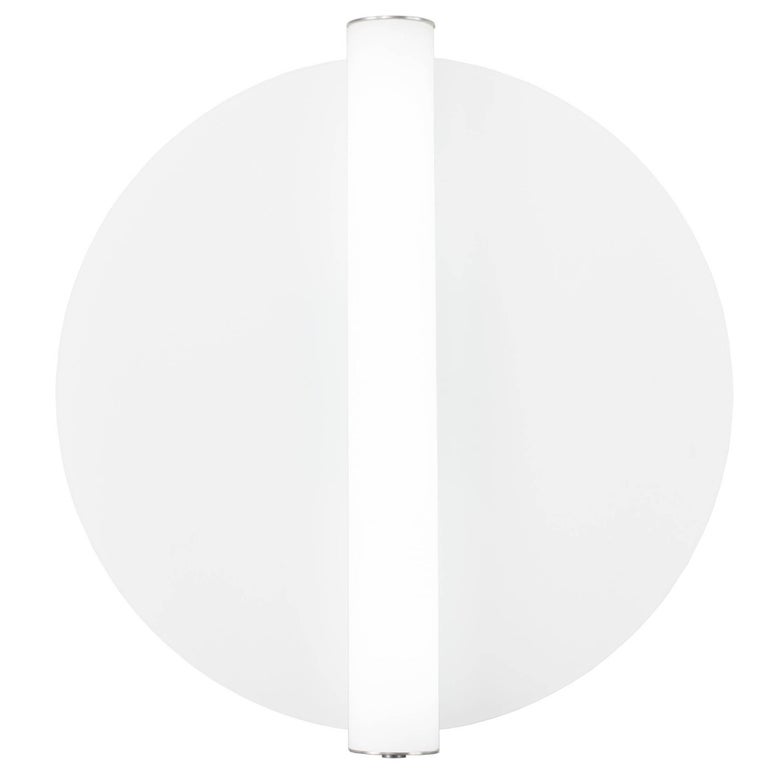 Minimalist Round Glass Wall Sconce with Glass Cylinder in Machined Aluminium For Sale at 1stdibs