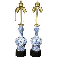 Pair of Delft Pottery Table Lamps