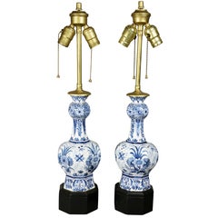 Pair of Delft Pottery Table Lamps
