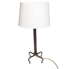 Vintage Wrought Iron Table Lamp Attributed to René Prou, circa 1920