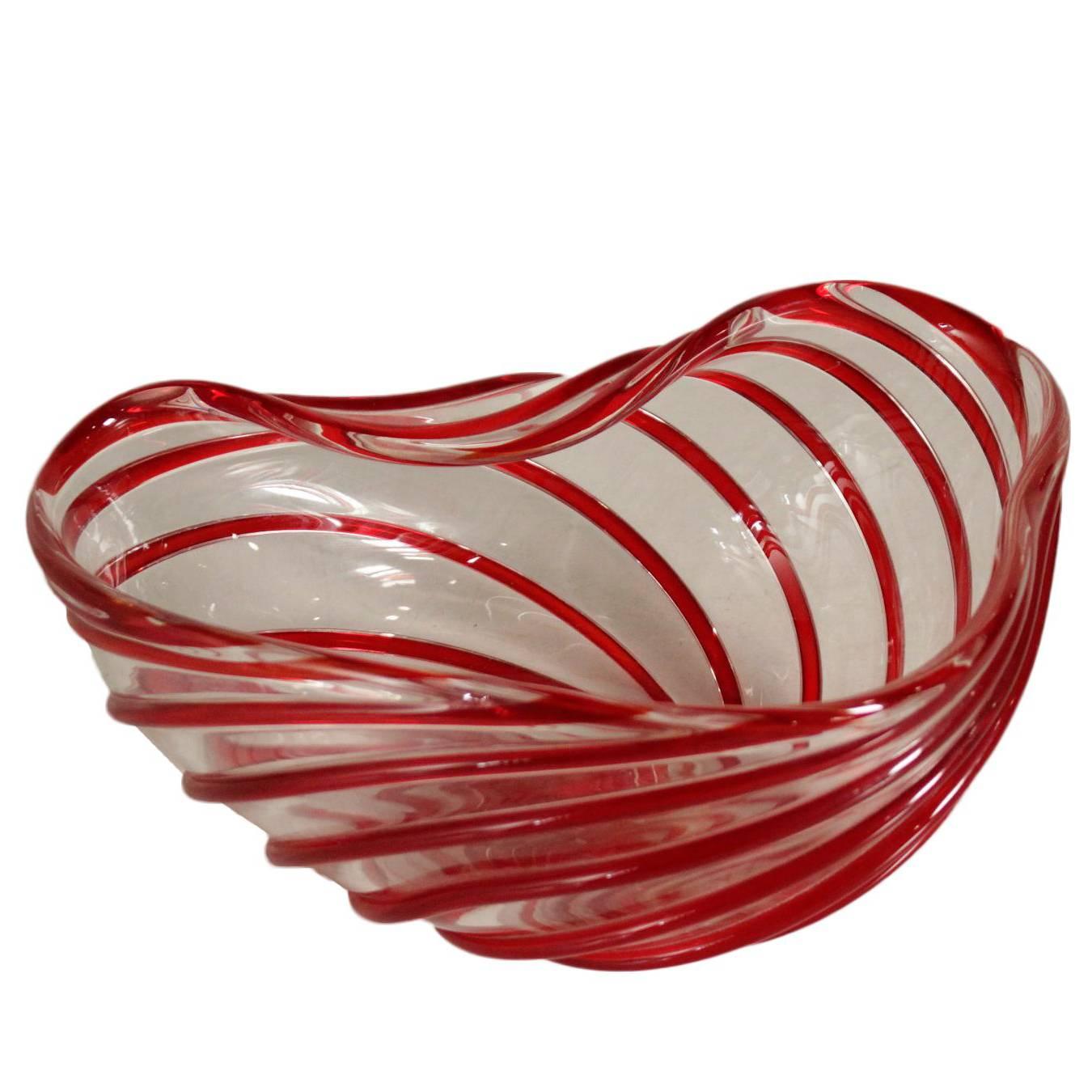 Bicolor Centerpiece by Archimede Seguso Blown Glass Brand Vintage Italy, 1960s