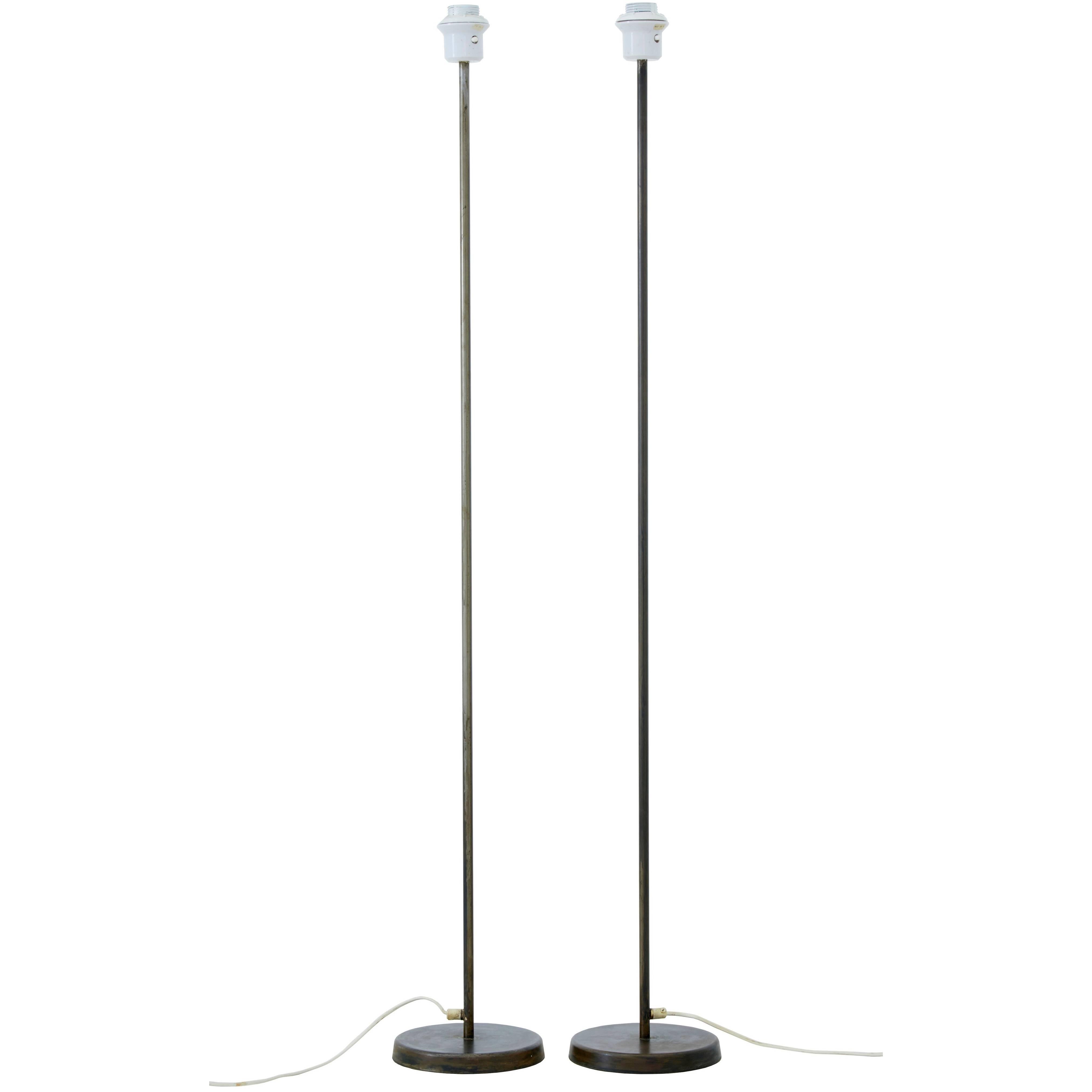 Pair of 1970s Scandinavian Steel Gunmetal Floor Lamps