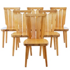 Set of Six Scandinavian Pine Dining Chairs