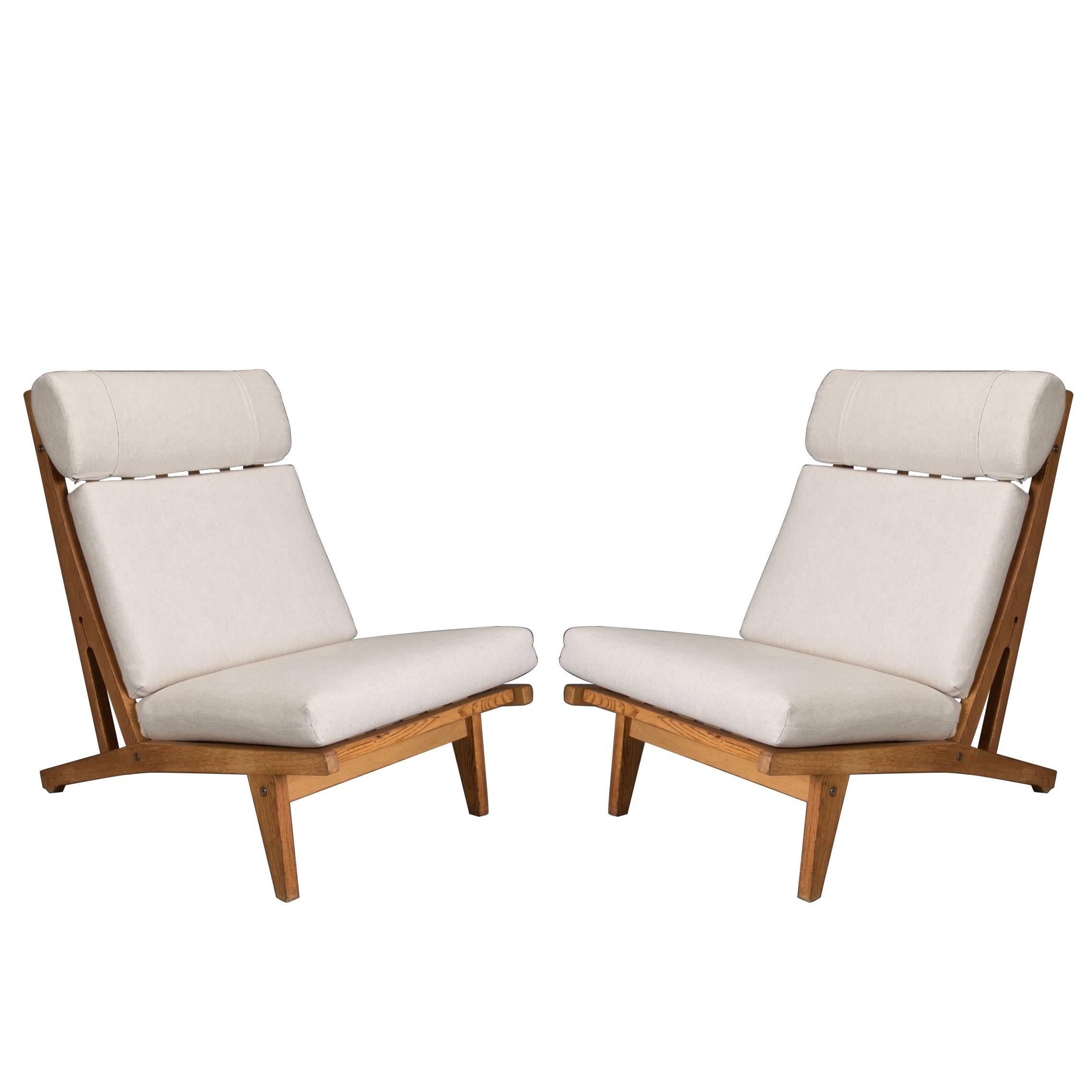 Pair of GE375 High Back Lounge Chair by Hans Wegner for GETAMA