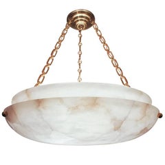 Antique Muted Yet Hard-Edged, This Alabaster from 1920s Sweden Rocks Shiny Brass Chains