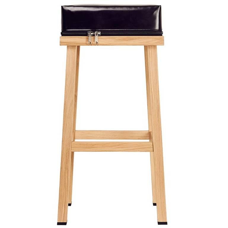 Visser and Meijwaard Truecolors High Stool in Black PVC Cloth with Zipper  For Sale