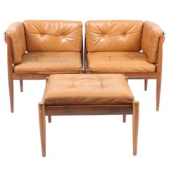 Pair of Lounge Chairs with Ottoman