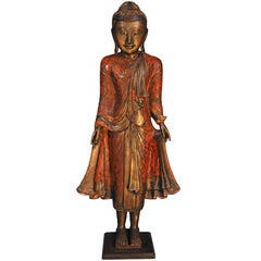 18th Century, Lacquered Bronze, Buddha in Abhaya Mudra, Art of Burma