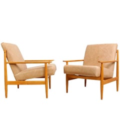 Pair of Midcentury Leather Armchairs