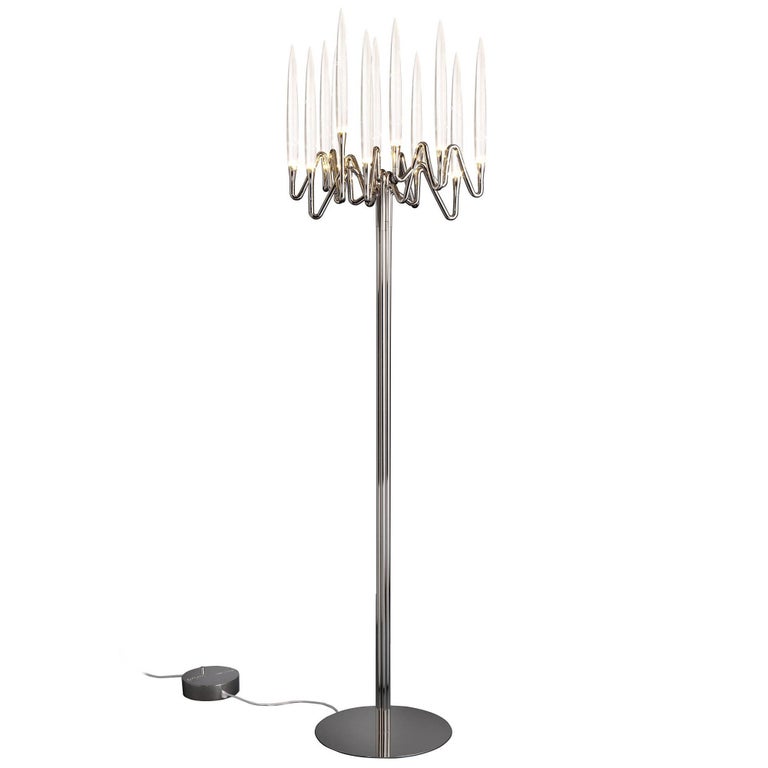 "Il Pezzo 3 Floor Lamp" nickel plated brass lamp with solid crystal