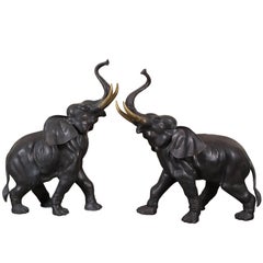 Pair of Bronze Elephant Figures