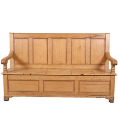 Antique Pine Settle, Hall Bench