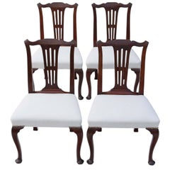 Antique Rare Set of Four Mahogany Georgian Dining Chairs