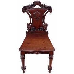 Antique Victorian circa 1850-1870 Carved Mahogany Hall Chair