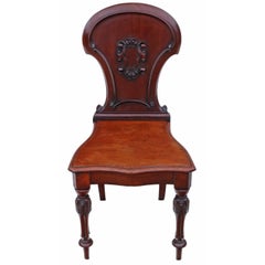 Antique Victorian Carved Mahogany Hall Chair, circa 1860