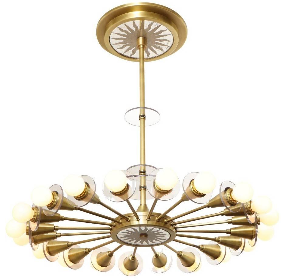 The Odom Twenty-Light Mirrored Sunburst Ceiling Fixture For Sale